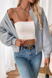Solid Color Casual Cardigan Zipper Sweatshirt