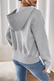 Solid Color Velvet Long Sleeved Casual Hoodie