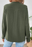 Button V-Neck Long Sleeved Solid Color Shirt