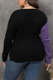 Large Size Color Blocked Deep V Cross Sexy Sweater