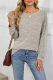 Solid Color Round Neck Off Shoulder Long Sleeve Tops