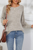 Solid Color Round Neck Off Shoulder Long Sleeve Tops