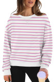 Casual Striped Long Sleeved Loose Hoodie