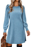 Bubble Sleeve Long Sleeved Round Neck Loose Dress