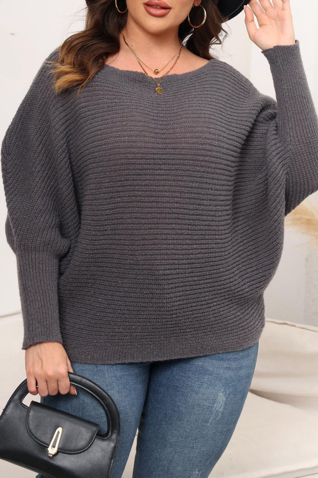 Large Size Bat Sleeve One Shoulder Loose Sweater