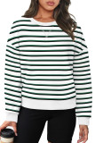 Casual Striped Long Sleeved Loose Hoodie
