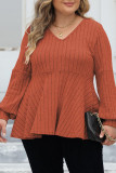 V-Neck Lantern Long Sleeve T-Shirt