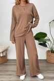 Solid Color Long Wide Leg Pants Two-Piece Set