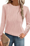 Round Neck Casual Texture Knitted Long Sleeved Top