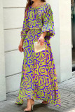 High Waisted Loose Printed Long Sleeved Skirt Two-Piece Set