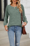Solid Color Round Neck Off Shoulder Long Sleeve Tops