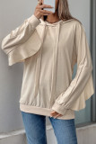 Lotus Leaf Long Sleeved Pocket Solid Color Hoodie