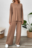 Solid Color Long Wide Leg Pants Two-Piece Set