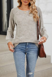 Solid Color Round Neck Off Shoulder Long Sleeve Tops