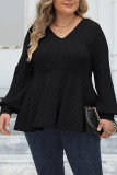V-Neck Lantern Long Sleeve T-Shirt