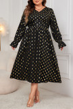 Plus Size Wave Point V-Neck Loose High Waisted Dress