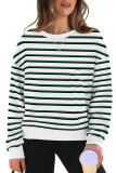 Casual Striped Long Sleeved Loose Hoodie