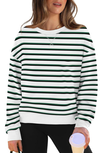 Casual Striped Long Sleeved Loose Hoodie