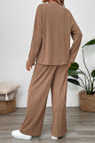 Solid Color Long Wide Leg Pants Two-Piece Set