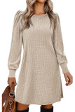 Bubble Sleeve Long Sleeved Round Neck Loose Dress
