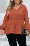 V-Neck Lantern Long Sleeve T-Shirt