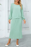  Round Neck Long Sleeve Tops And Shirts 2PCS Set