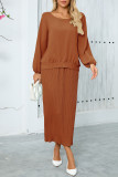  Round Neck Long Sleeve Tops And Shirts 2PCS Set