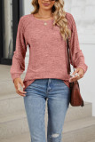 Solid Color Round Neck Off Shoulder Long Sleeve Tops