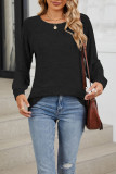 Solid Color Round Neck Off Shoulder Long Sleeve Tops