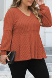 V-Neck Lantern Long Sleeve T-Shirt