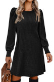 Bubble Sleeve Long Sleeved Round Neck Loose Dress