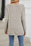 Solid Color Round Neck Off Shoulder Long Sleeve Tops