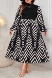Plus Size Lantern Sleeve High Waisted Dress