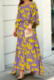High Waisted Loose Printed Long Sleeved Skirt Two-Piece Set