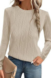 Round Neck Casual Texture Knitted Long Sleeved Top