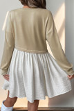 Round Neck Contrasting Patchwork Versatile Dress