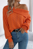 Lapel Off Shoulder Long Sleeved Sweater