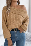 Lapel Off Shoulder Long Sleeved Sweater