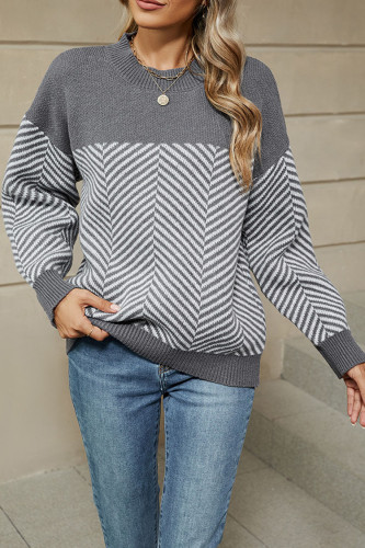 Striped Long Sleeved Knitted Sweater