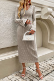 V-Neck Long Sleeved Knitted Dress
