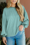 Round Neck Ribbed Loose Long Sleeve T-Shirt