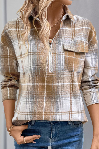 Retro Plaid Loose Long Sleeved Shirt