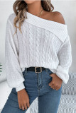 Lapel Off Shoulder Long Sleeved Sweater
