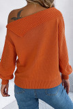 Lapel Off Shoulder Long Sleeved Sweater