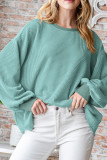 Round Neck Ribbed Loose Long Sleeve T-Shirt