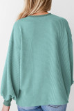 Round Neck Ribbed Loose Long Sleeve T-Shirt