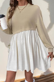 Round Neck Contrasting Patchwork Versatile Dress