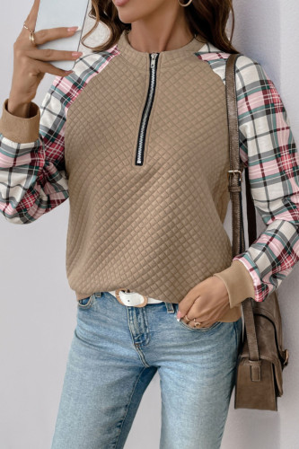 Retro Plaid Printed Patchwork Hoodie