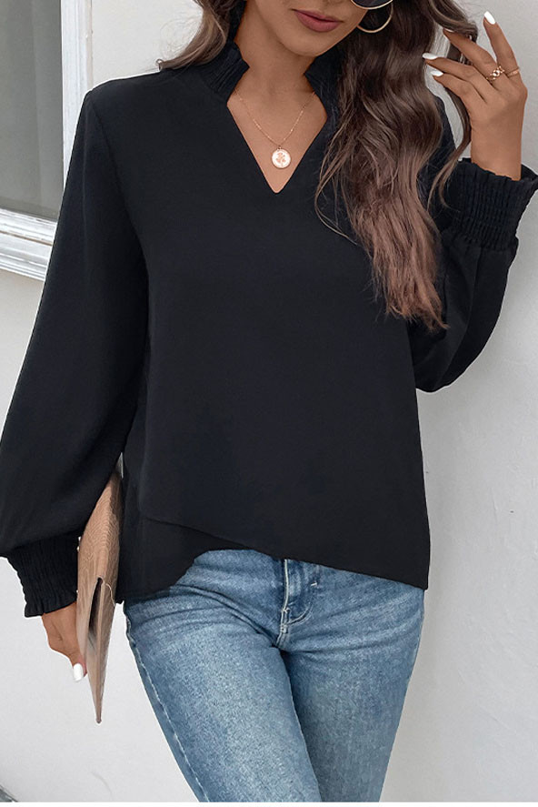 Long Sleeved Pullover Solid Color Shirt