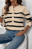 Fashion Striped Button Loose Sweater